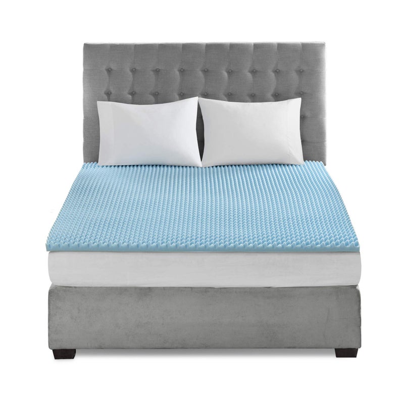 Sleep Philosophy Gel Infused Memory Foam Mattress Topper Luxurious, All Season Enhanced Bed Support, Twin, 1.5" Thick, Without Cover Blue - Image 1